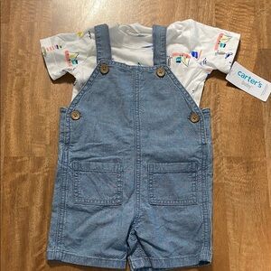 Carter's Light Blue Overalls with White Tee
